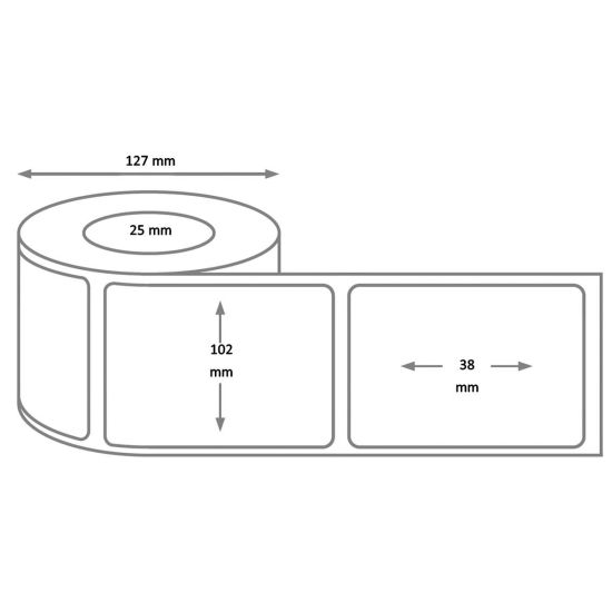 Zebra Z-Perform 1000D - 102 x 38 mm - Etiquettes pour imprimantes Zebra - 880191-038D - Dimensions