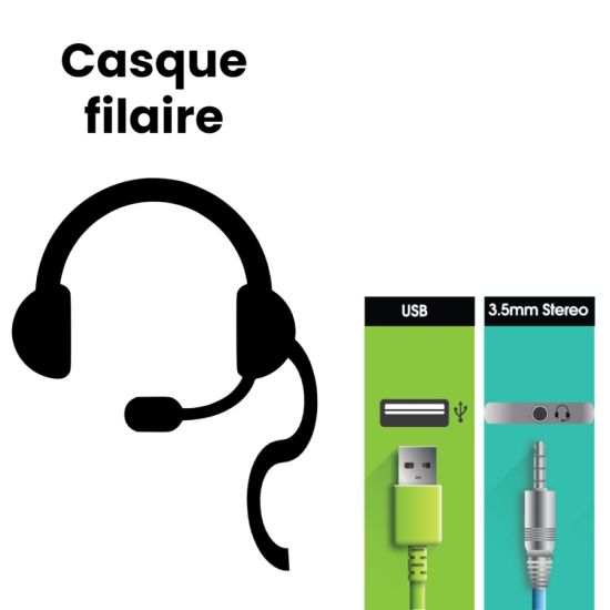 Casque filaire USB-A Jack 3.5mm