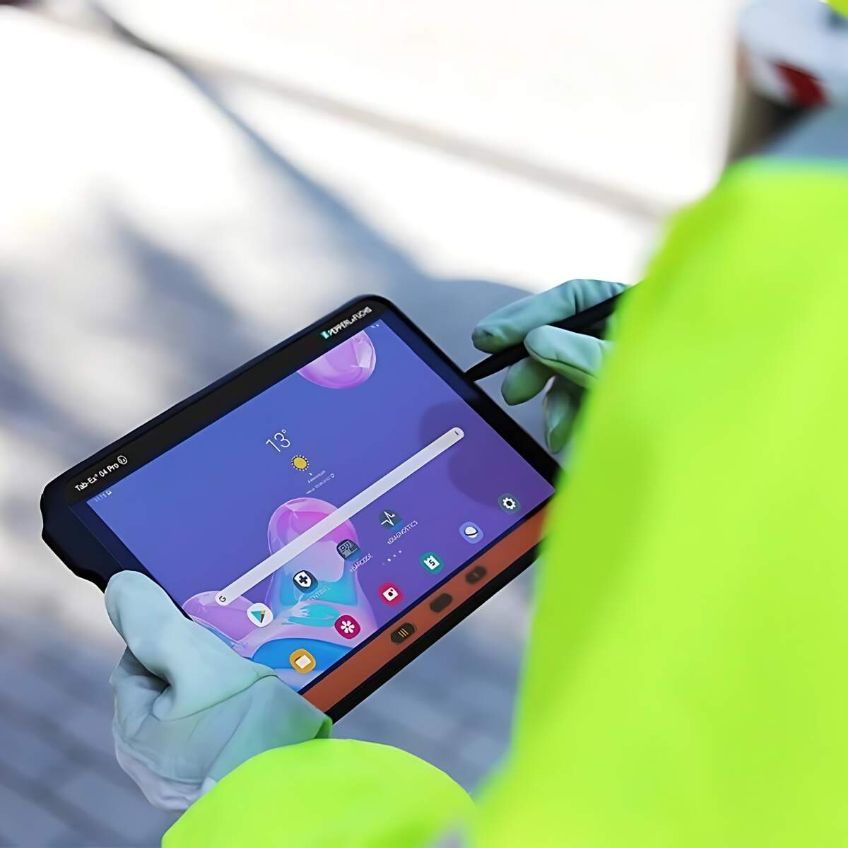 Professionele geharde ATEX-tablet voor het werken op plannen, constructie, bouwplaatsen